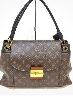 Louis Vuitton Olympe Monogram Shoulder Bag – Black Leather Trim & Gold Hardware